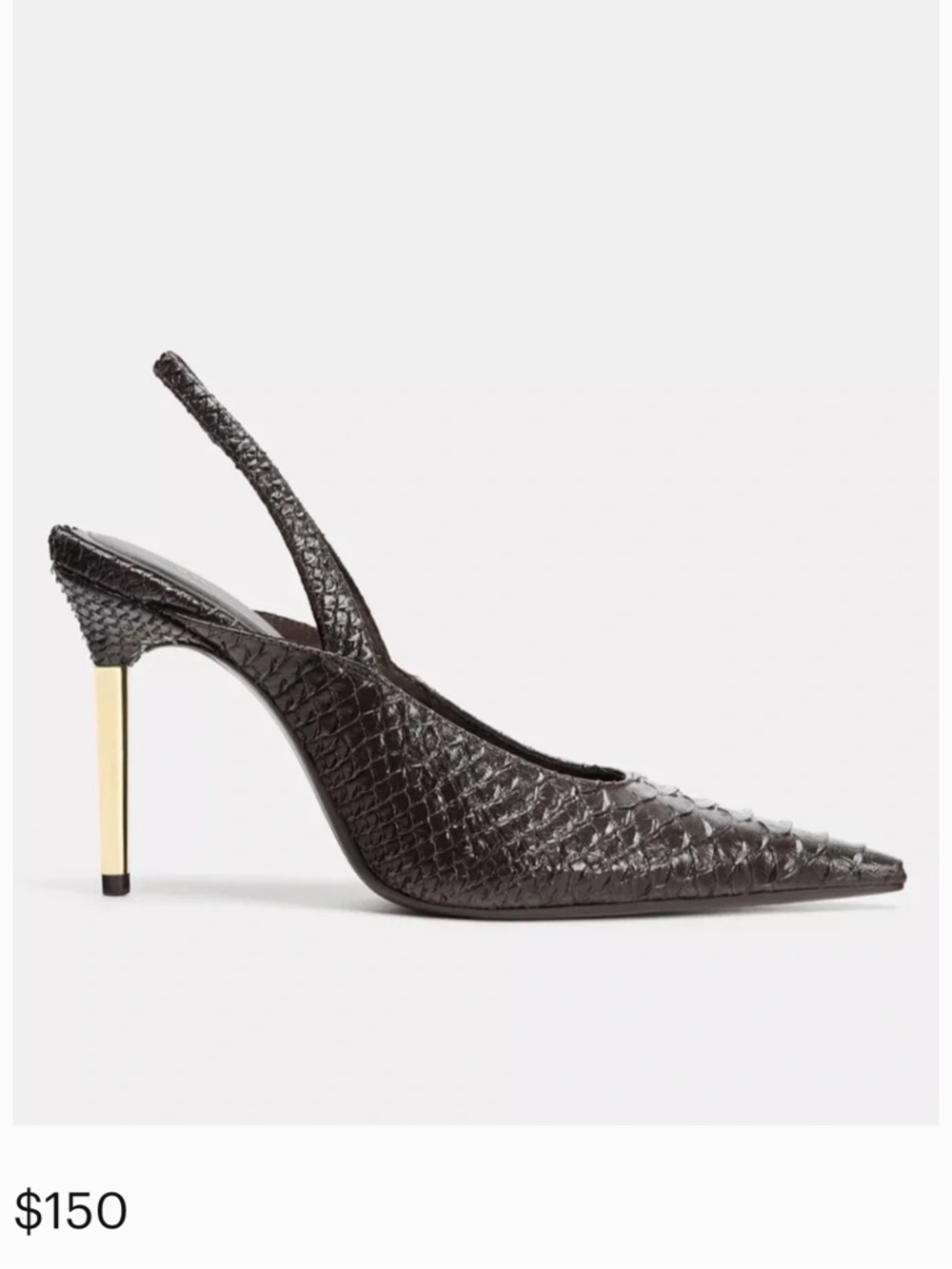 Zara Black Textured Slingback gold Stiletto Heel Women's Shoe size 38
